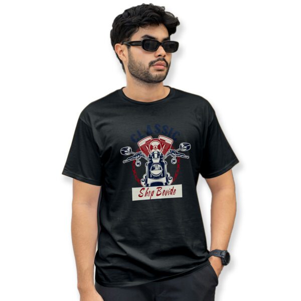 Classic Motorbike Printed Pure Cotton Short Sleeve T-Shirt