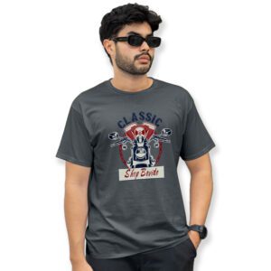 Classic Motorbike Printed Pure Cotton Short Sleeve T-Shirt