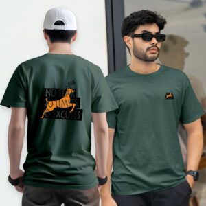 Chest & Back Printed Pure Cotton Short Sleeve T-Shirt - Regular Fit