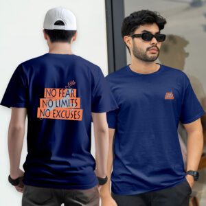 Chest & Back Printed Pure Cotton Short Sleeve T-Shirt - Regular Fit