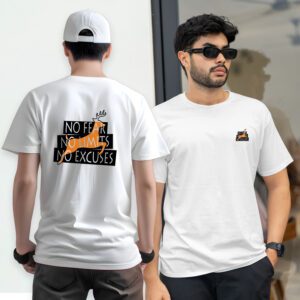 Chest & Back Printed Pure Cotton Short Sleeve T-Shirt - Regular Fit