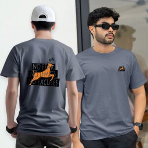Chest & Back Printed Pure Cotton Short Sleeve T-Shirt - Regular Fit